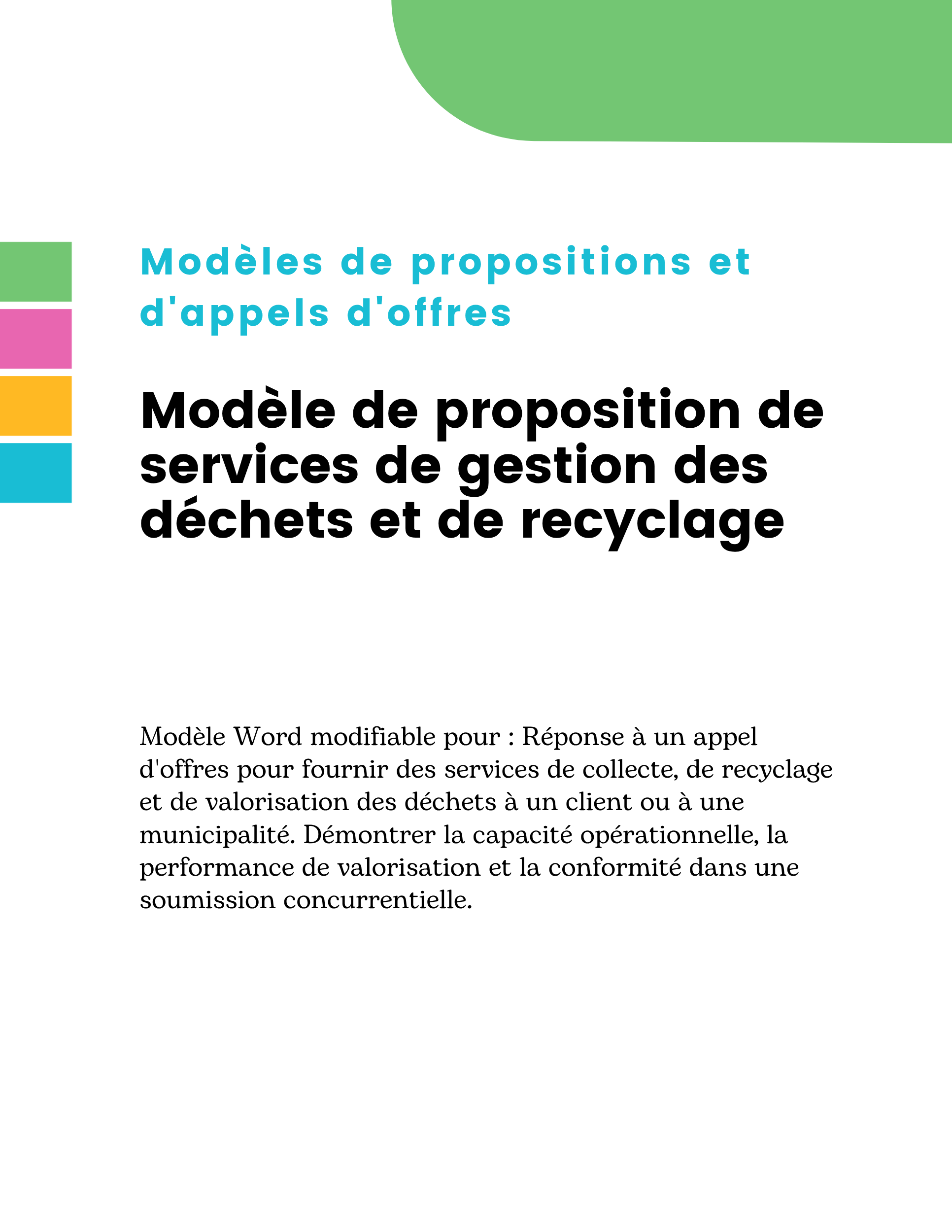 Modèle de proposition de services de gestion des déchets et de recyclage
