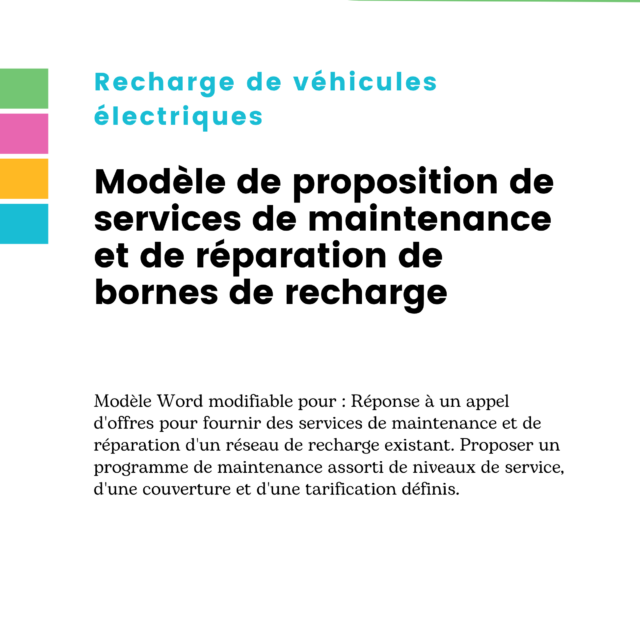 Modèle de proposition de services de maintenance et de réparation de bornes de recharge