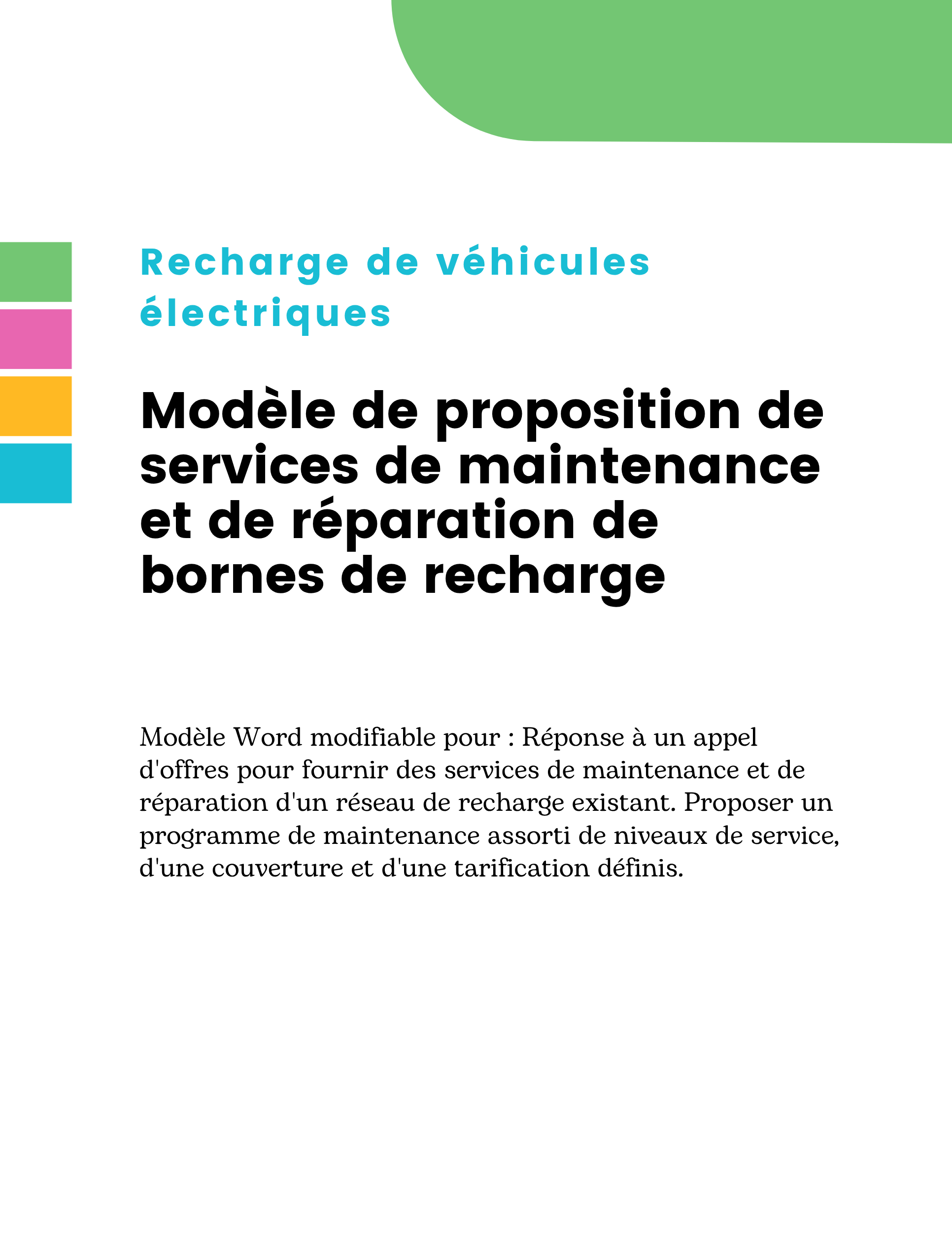 Modèle de proposition de services de maintenance et de réparation de bornes de recharge