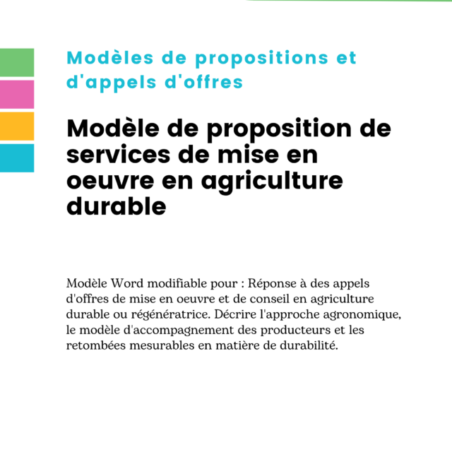 Modèle de proposition de services de mise en oeuvre en agriculture durable