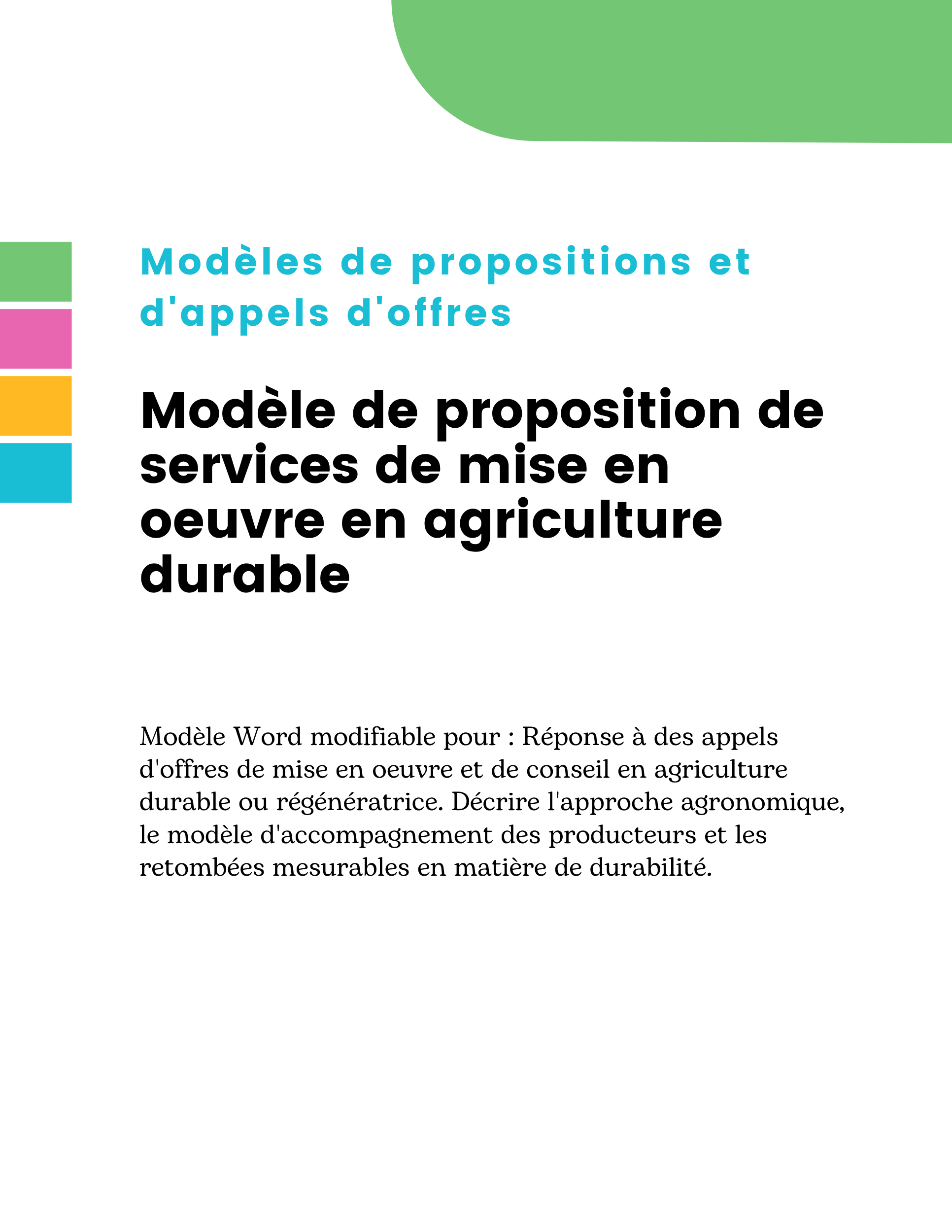Modèle de proposition de services de mise en oeuvre en agriculture durable