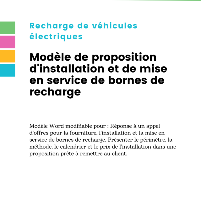 Modèle de proposition d'installation et de mise en service de bornes de recharge