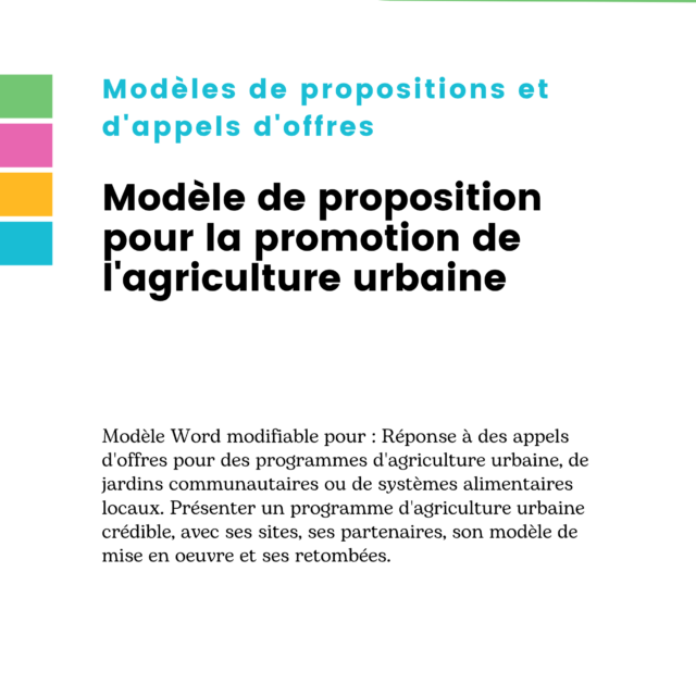 Modèle de proposition pour la promotion de l'agriculture urbaine