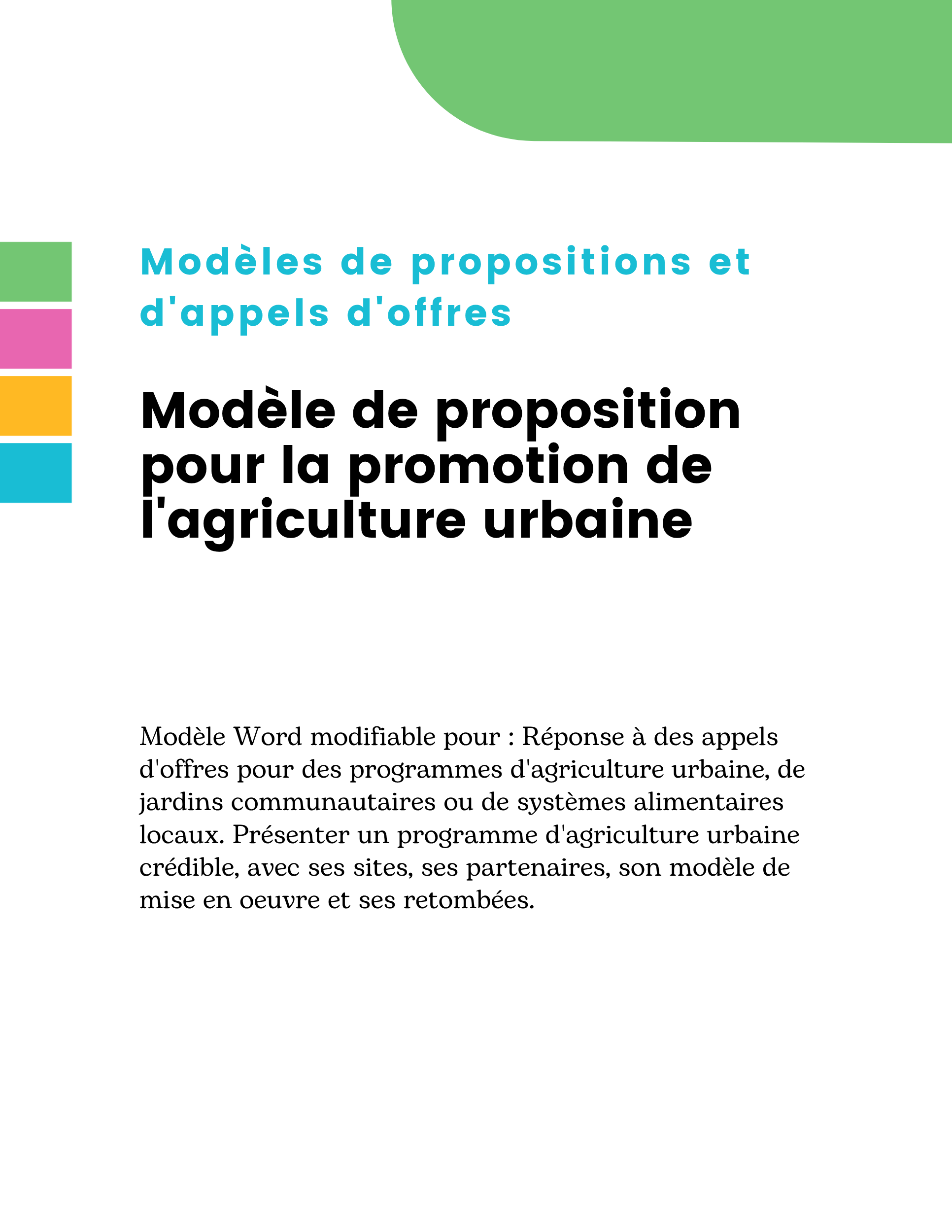Modèle de proposition pour la promotion de l'agriculture urbaine