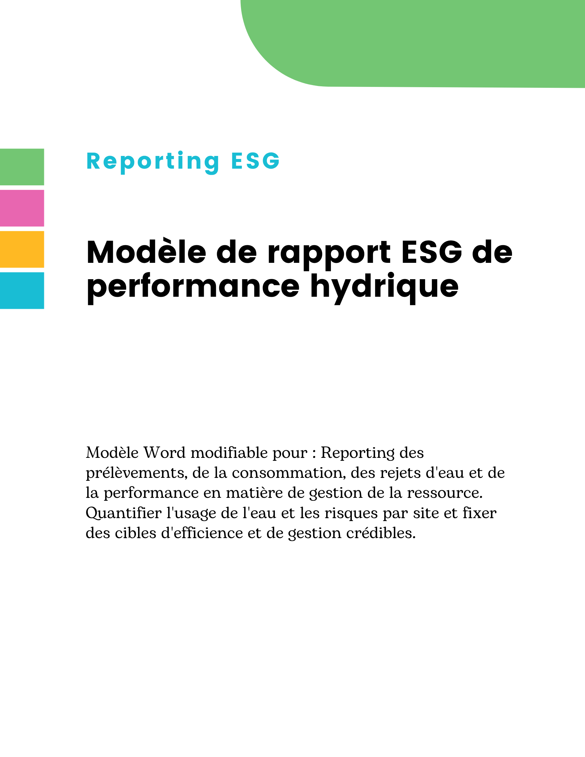 Modèle de rapport ESG de performance hydrique
