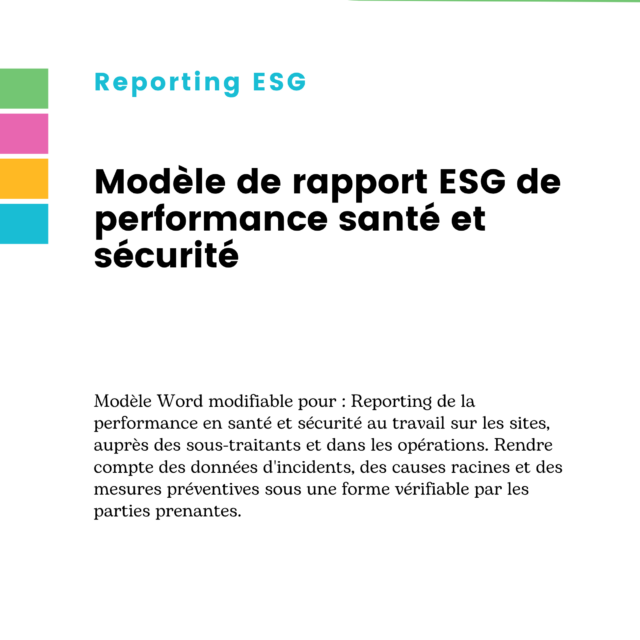 Modèle de rapport ESG de performance santé et sécurité