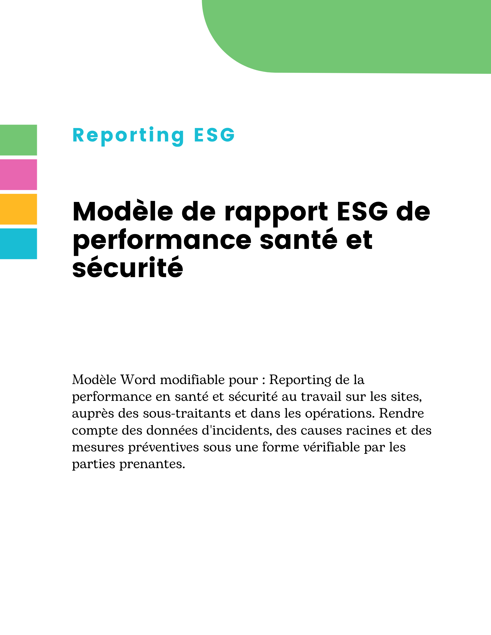 Modèle de rapport ESG de performance santé et sécurité