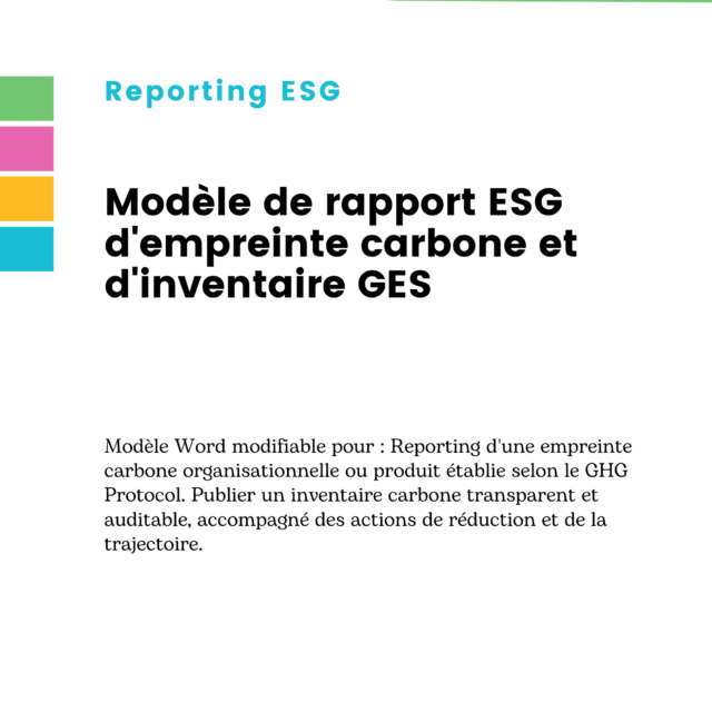 Modèle de rapport ESG d'empreinte carbone et d'inventaire GES