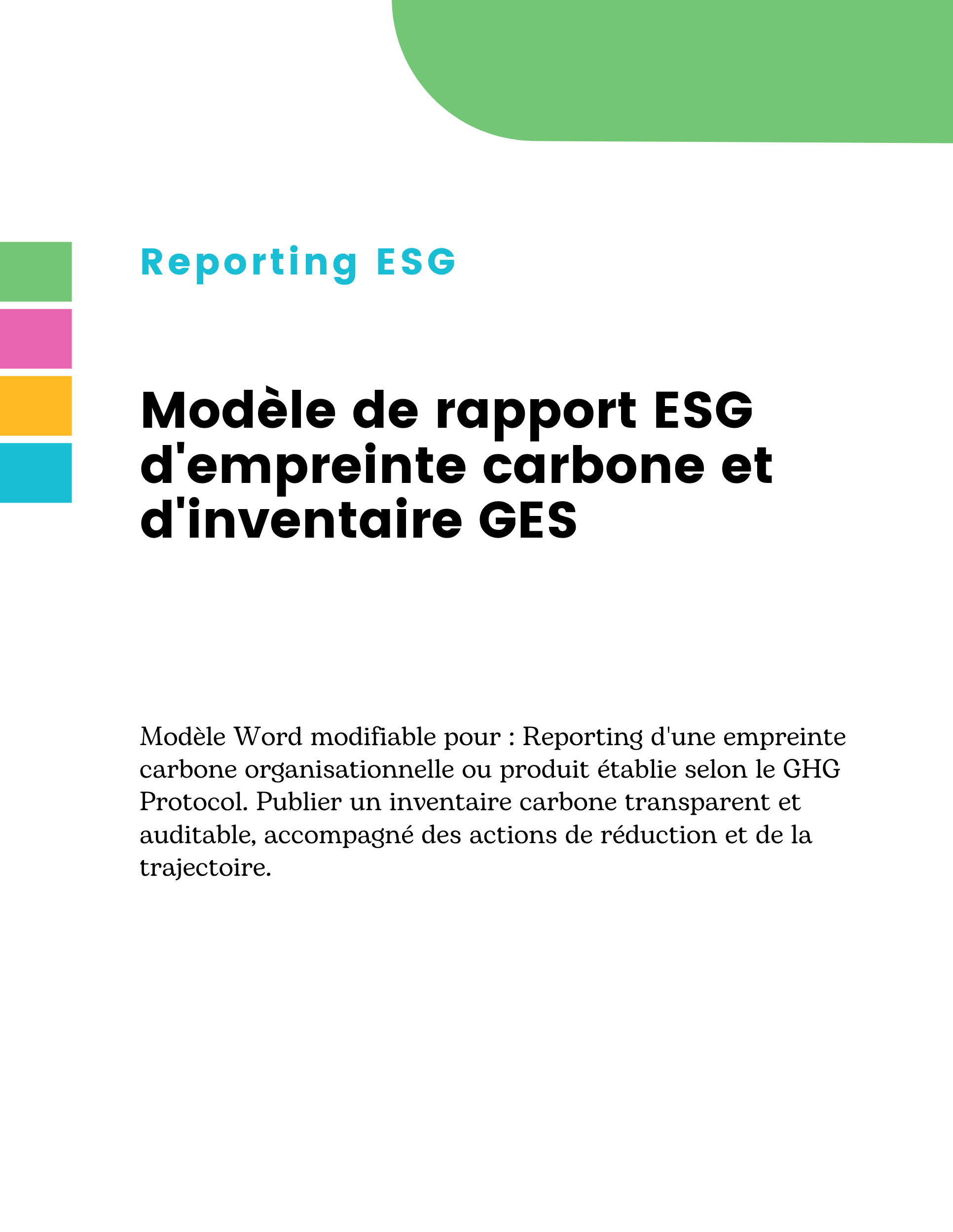 Modèle de rapport ESG d'empreinte carbone et d'inventaire GES