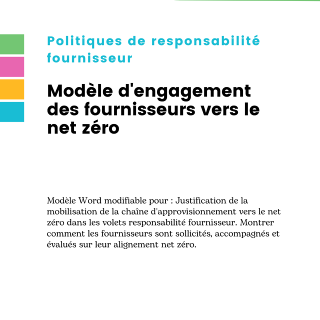 Modèle d'engagement des fournisseurs vers le net zéro