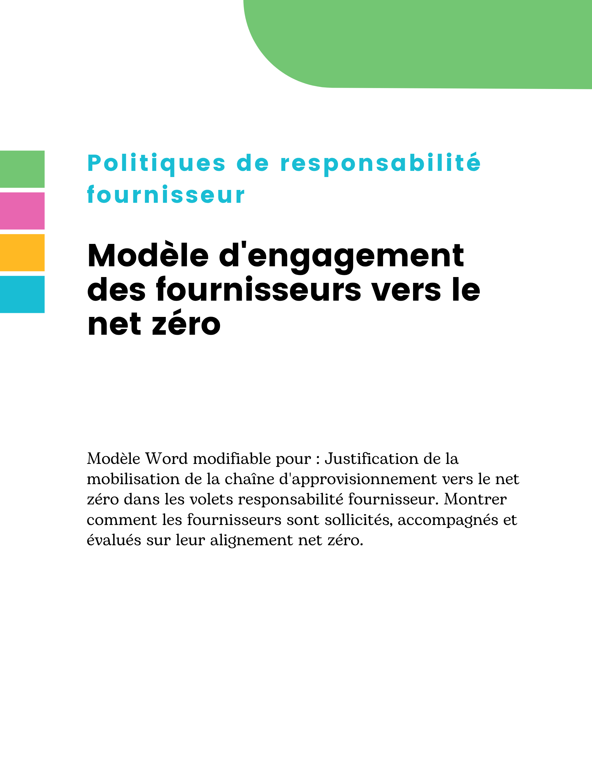 Modèle d'engagement des fournisseurs vers le net zéro