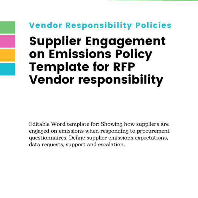 Supplier Engagement on Emissions Policy Template for RFP Vendor responsibility