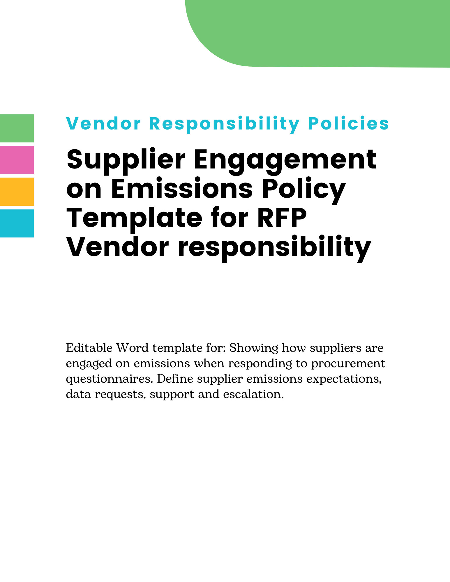 Supplier Engagement on Emissions Policy Template for RFP Vendor responsibility