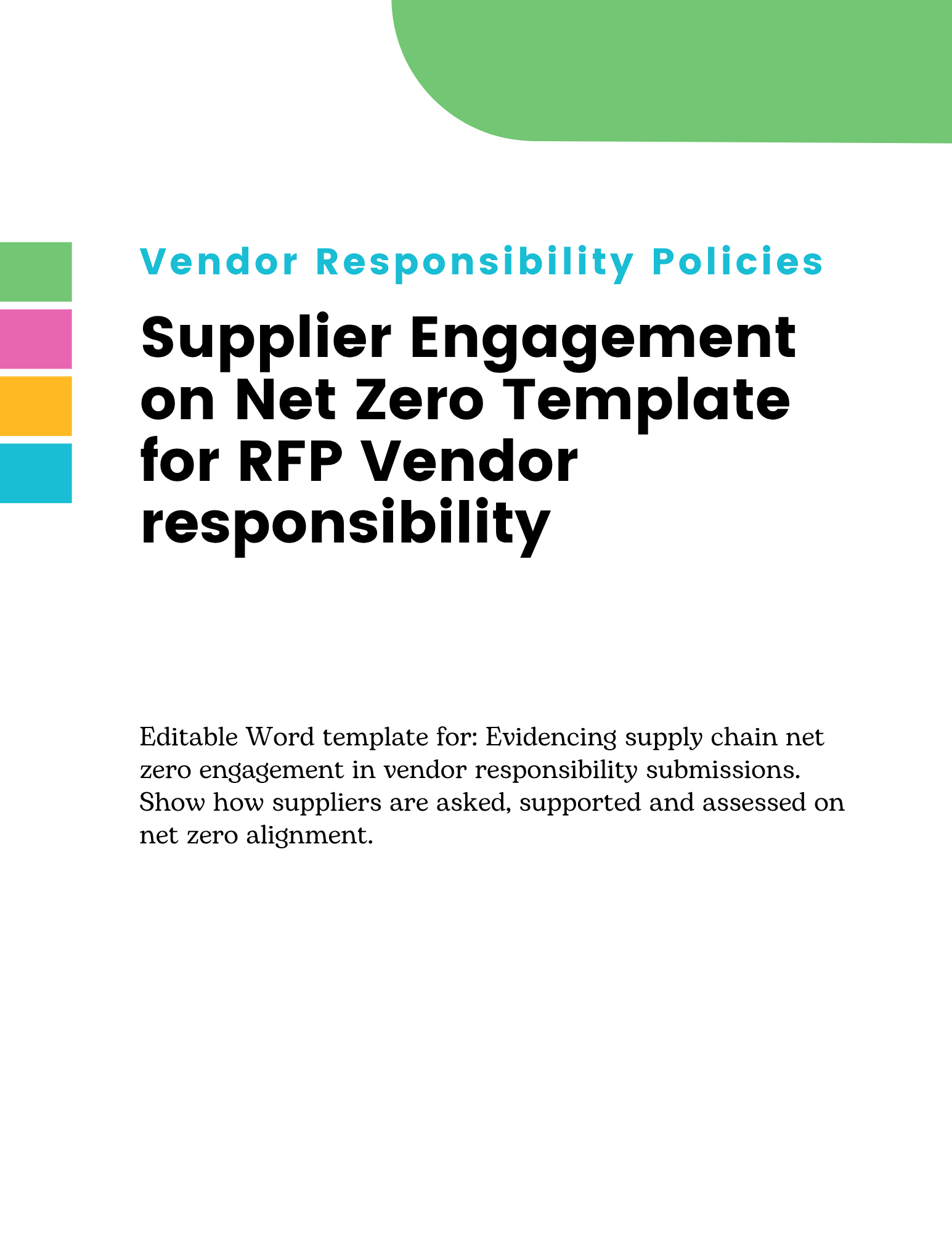 Supplier Engagement on Net Zero Template for RFP Vendor responsibility
