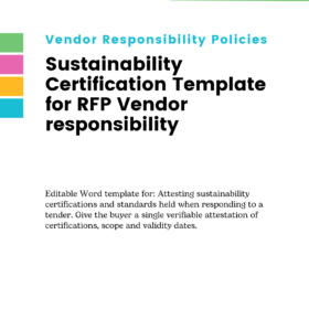 Sustainability Certification Template for RFP Vendor responsibility