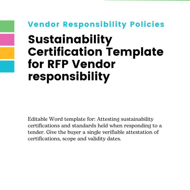 Sustainability Certification Template for RFP Vendor responsibility
